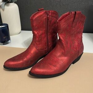 Metallic Red Cowgirl Boots
